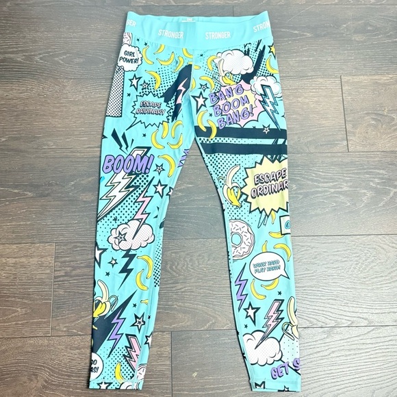 Stronger Women's Comic Print Leggings - Turquoise - Picture 1 of 7